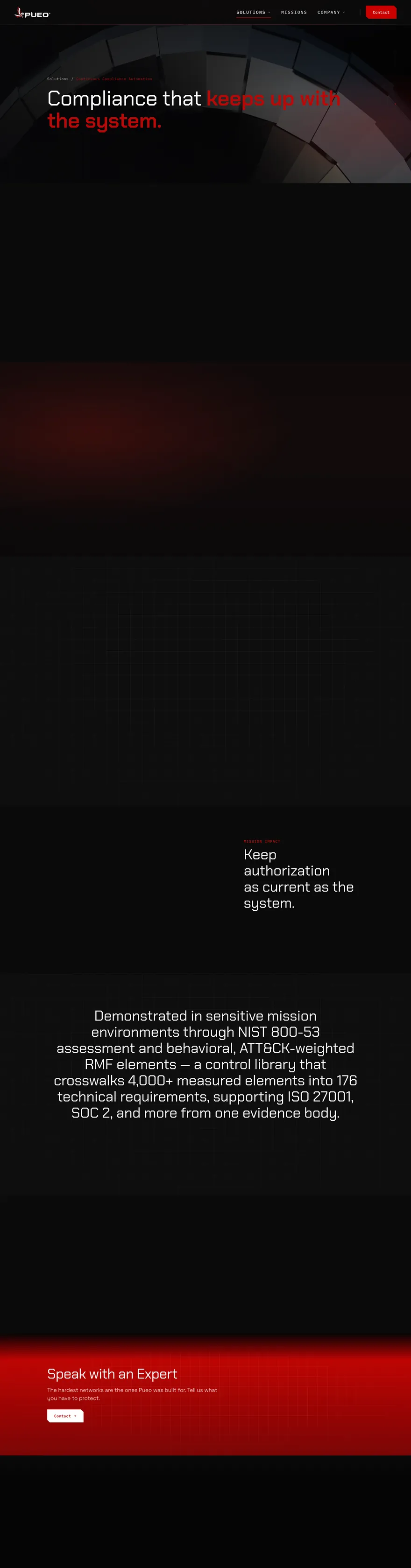 Pueo Continuous Compliance Automation page